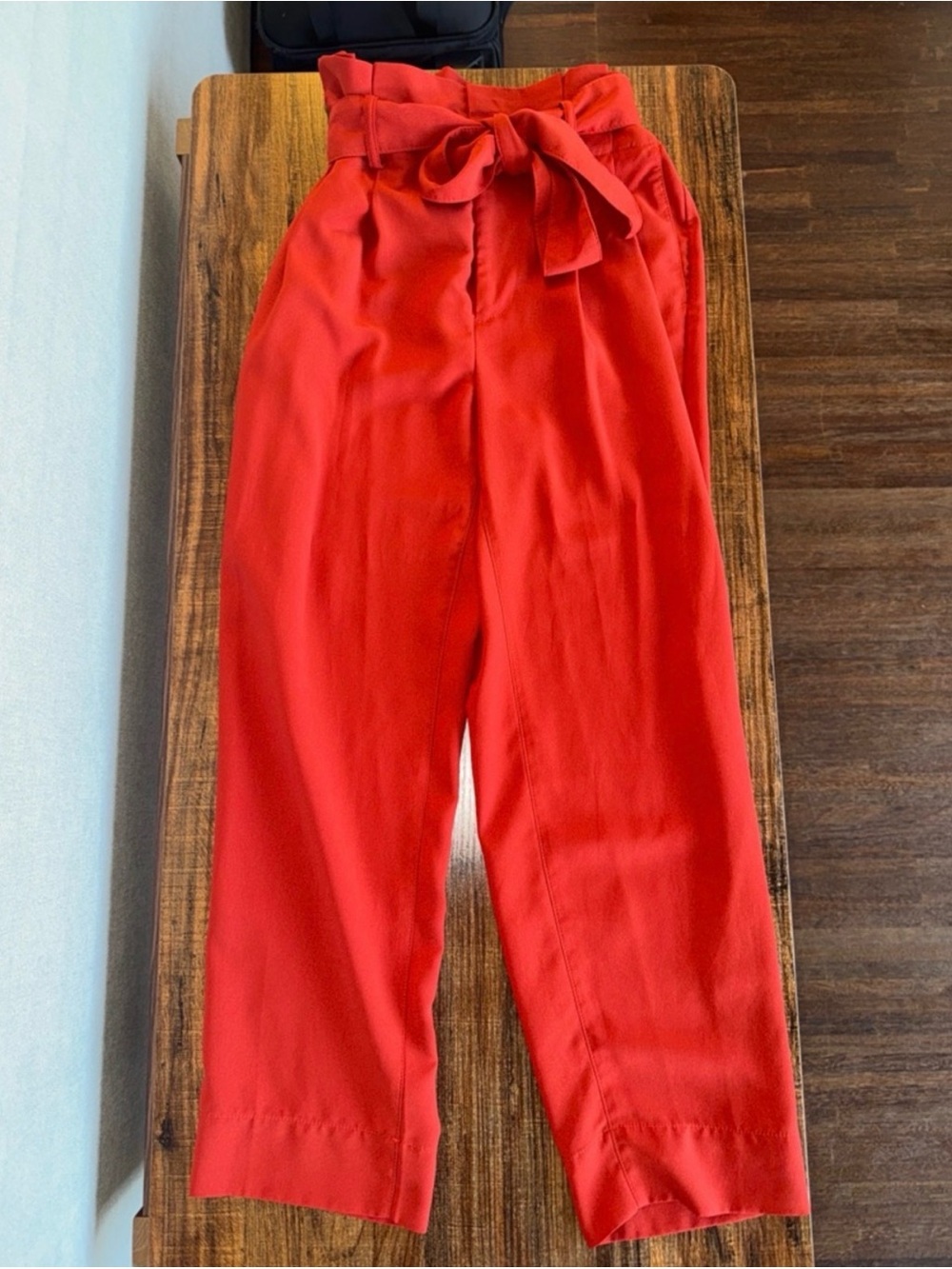 Madewell Red Paperbag Waist Trousers with Tie